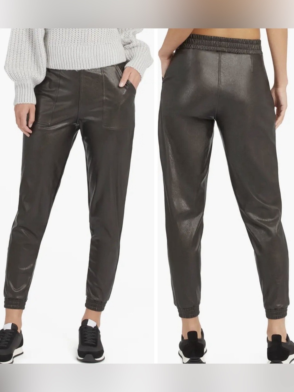 Spanx Faux Leather Jogger Like Pants Black Goth Biker Grunge Whimsigoth Small